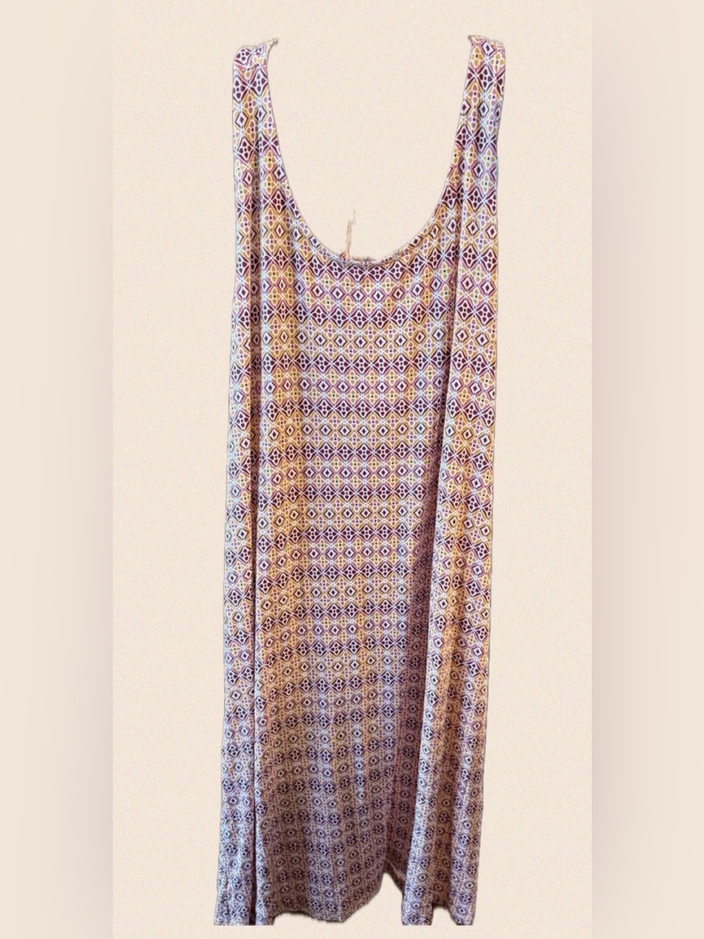 LOFT NWT Mauve Cream Geometric Print Racerback Maxi Dress-Large